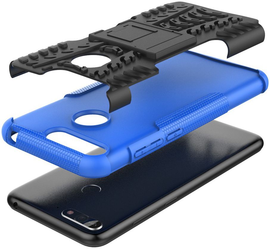 Huawei Y6 (2018) Hybride Hoesje met Kickstand Blauw afbeelding 3