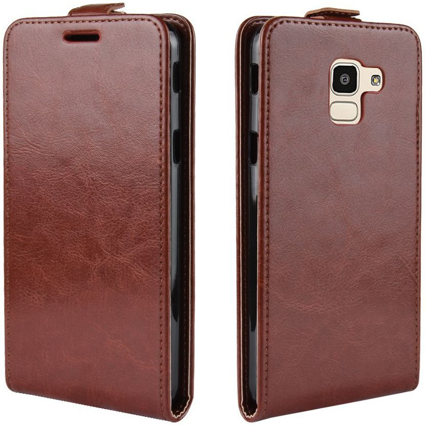 Samsung Galaxy J6 (2018) Verticaal Flip Hoesje Bruin afbeelding 2