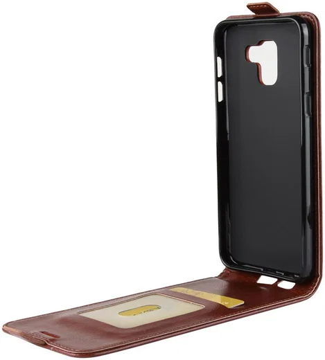 Samsung Galaxy J6 (2018) Verticaal Flip Hoesje Bruin afbeelding 8