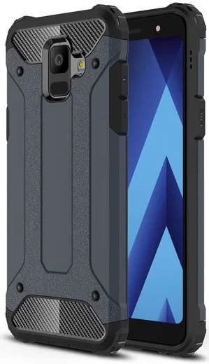 Samsung Galaxy A6 Hybride Hoesje Donker Blauw afbeelding 1