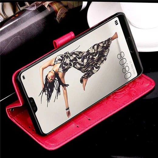 Huawei P20 Pro Portemonnee Hoesje met Bloem Print Roze afbeelding 14
