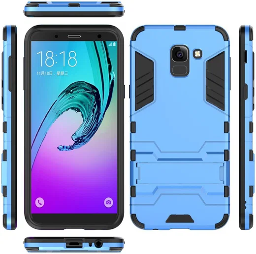 Samsung Galaxy J6 (2018) Hybride Stand Hoesje Blauw afbeelding 4