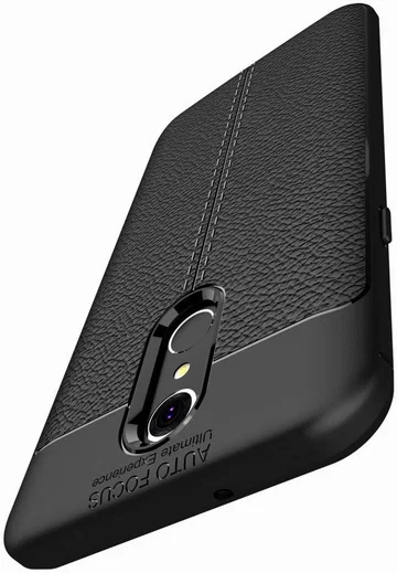 LG Q7 Hoesje met Leren Textuur Zwart afbeelding 11
