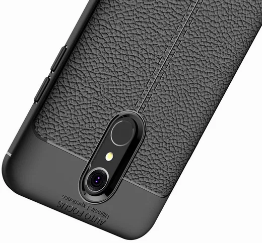 LG Q7 Hoesje met Leren Textuur Zwart afbeelding 12