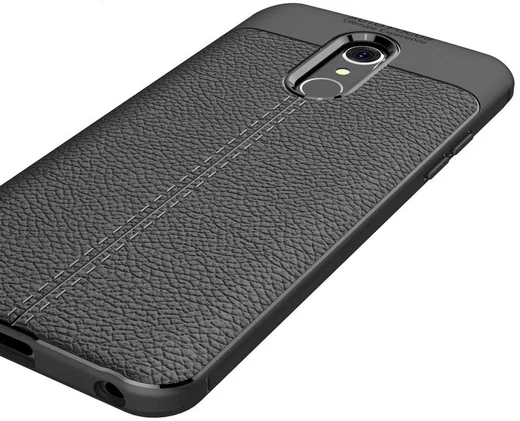 LG Q7 Hoesje met Leren Textuur Zwart afbeelding 6
