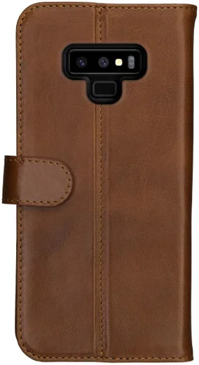 Rosso Deluxe Samsung Galaxy Note 9 Hoesje Echt Leer Book Case Bruin afbeelding 11