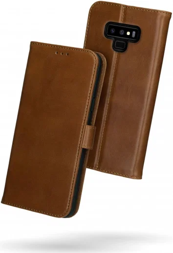 Rosso Deluxe Samsung Galaxy Note 9 Hoesje Echt Leer Book Case Bruin afbeelding 2