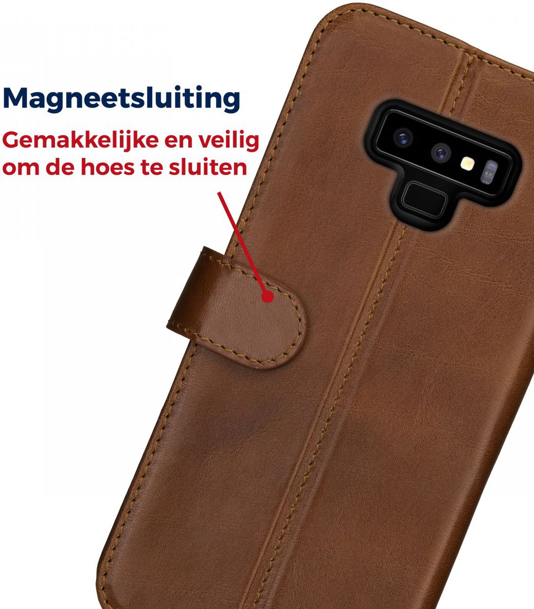 Rosso Deluxe Samsung Galaxy Note 9 Hoesje Echt Leer Book Case Bruin afbeelding 8