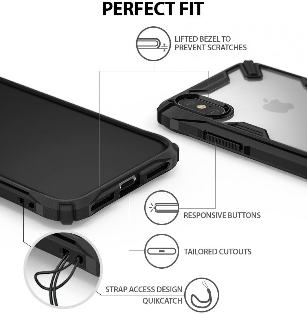Ringke Fusion X Apple iPhone X Hoesje Doorzichtig Zwart afbeelding 5