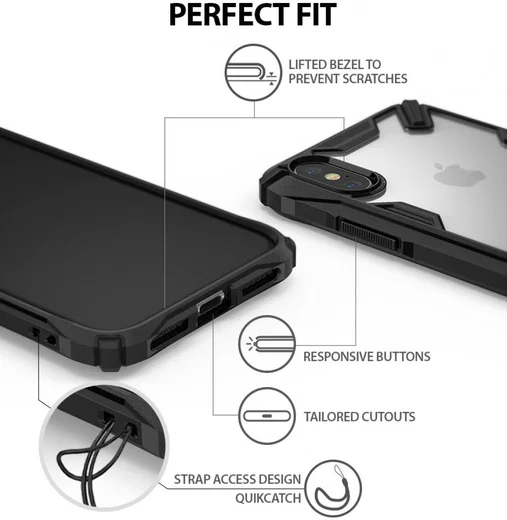 Ringke Fusion X Apple iPhone X Hoesje Doorzichtig Zwart afbeelding 5
