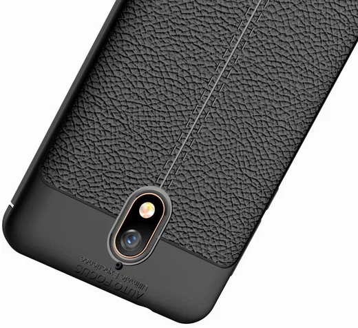 Nokia 3.1 Hoesje met Kunstleer Coating Zwart afbeelding 12