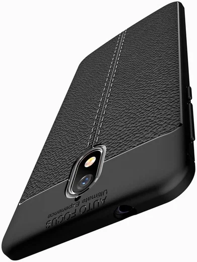 Nokia 3.1 Hoesje met Kunstleer Coating Zwart afbeelding 2