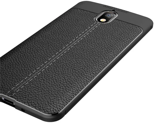 Nokia 3.1 Hoesje met Kunstleer Coating Zwart afbeelding 6