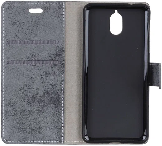 Nokia 3.1 Retro Portemonnee Hoesje Grijs afbeelding 2