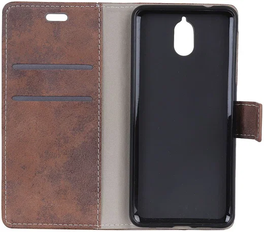 Nokia 3.1 Retro Portemonnee Hoesje Bruin afbeelding 2