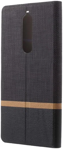 Nokia 5.1 Linnen Portemonnee Hoesje Zwart afbeelding 4