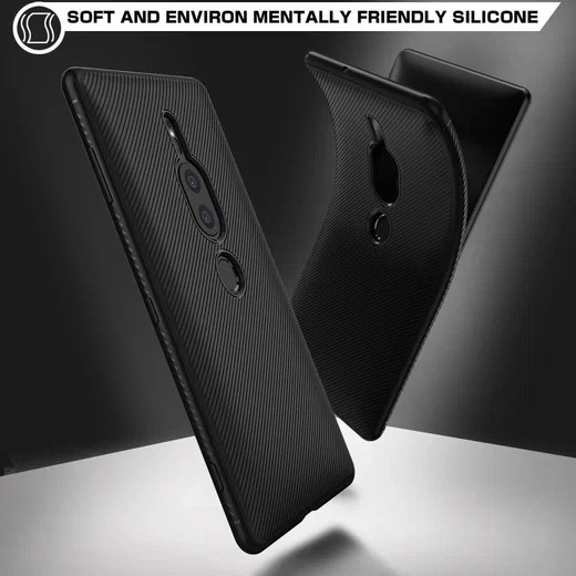 Sony Xperia XZ2 Premium Carbon TPU Hoesje Zwart afbeelding 2