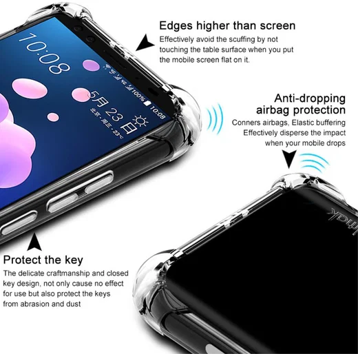 IMAK HTC U12+ Hoesje Flexibel TPU met Screenprotector Transparant afbeelding 4
