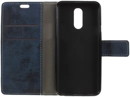 LG Q7 Vintage Portemonnee Hoesje Blauw afbeelding 2