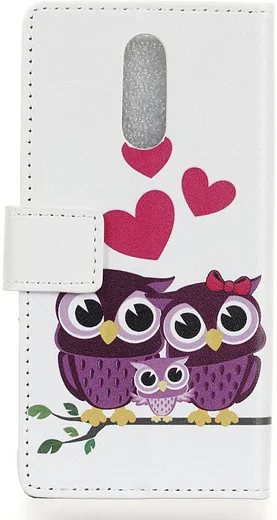 LG Q7 Portemonnee Hoesje met Uilen Opdruk afbeelding 3