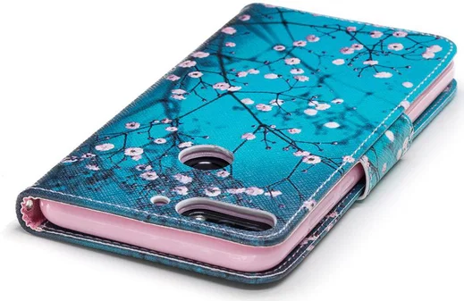 Huawei Y7 (2018) Portemonnee Hoesje met Boom Print Blauw afbeelding 7