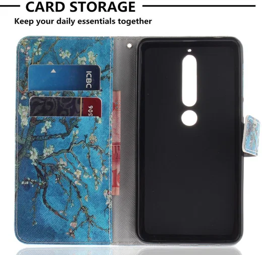 Nokia 6 (2018) Portemonnee Hoesje met Boom Opdruk afbeelding 2
