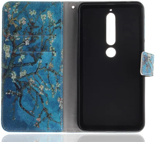 Nokia 6 (2018) Portemonnee Hoesje met Boom Opdruk afbeelding 7
