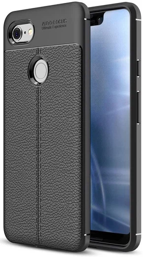 Google Pixel 3 XL Hoesje met Kunstleer Coating Zwart afbeelding 1