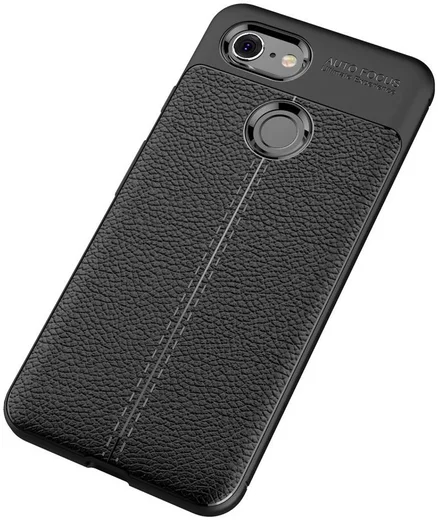 Google Pixel 3 Hoesje met Kunstleer Coating Zwart afbeelding 4