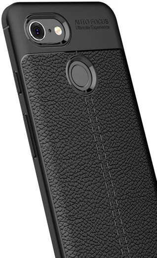 Google Pixel 3 Hoesje met Kunstleer Coating Zwart afbeelding 6
