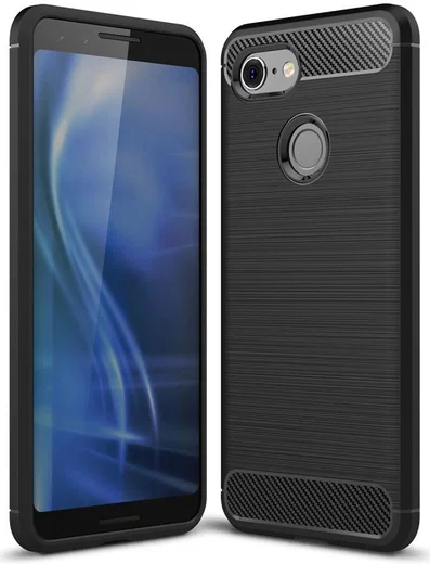 Google Pixel 3 Geborsteld TPU Hoesje Zwart afbeelding 1