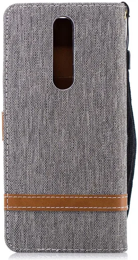 Nokia 5.1 Jeans Portemonnee hoesje Grijs afbeelding 4