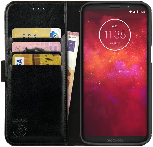 Rosso Element Motorola Moto Z3 Play Hoesje Book Cover Zwart afbeelding 1