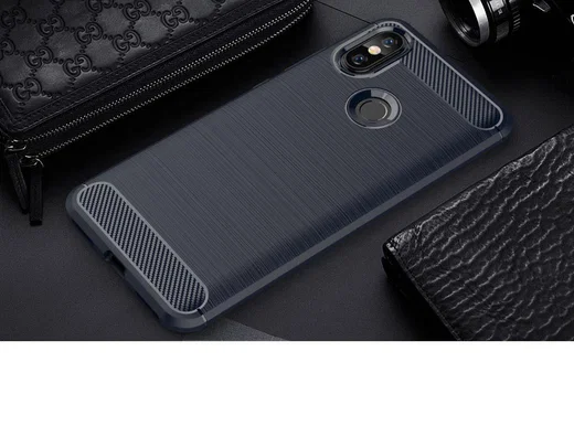 Xiaomi Mi A2 Geborsteld TPU Hoesje Blauw afbeelding 2