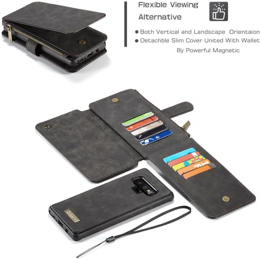 Samsung Galaxy Note 9 Leren 2-in-1 Portemonnee Hoesje Zwart afbeelding 7