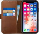 Rosso Deluxe Apple iPhone XR Hoesje Echt Leer Book Case Bruin