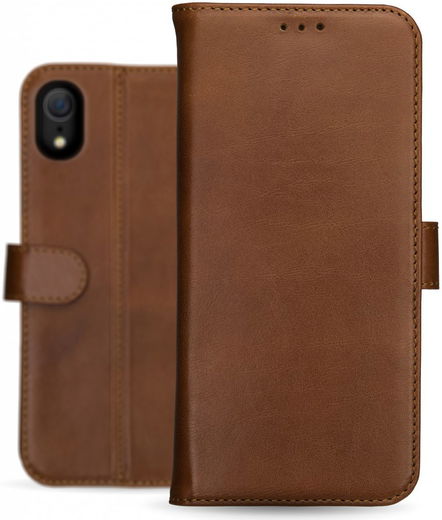 Rosso Deluxe Apple iPhone XR Hoesje Echt Leer Book Case Bruin afbeelding 14