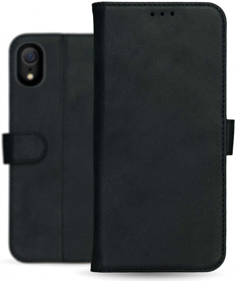 Rosso Deluxe Apple iPhone XR Hoesje Echt Leer Book Case Zwart afbeelding 14