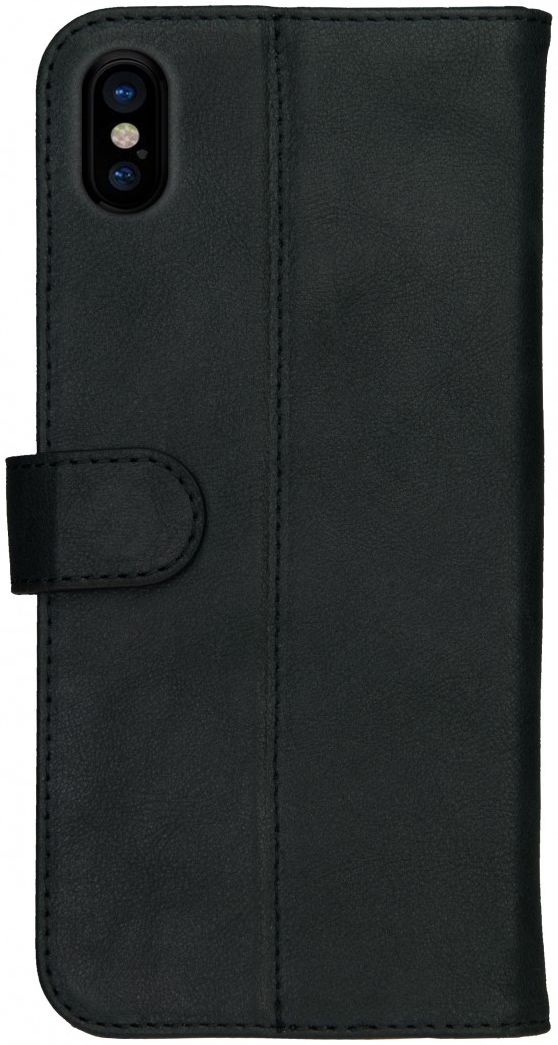 Rosso Deluxe Apple iPhone XS Max Hoesje Echt Leer Book Case Zwart afbeelding 13