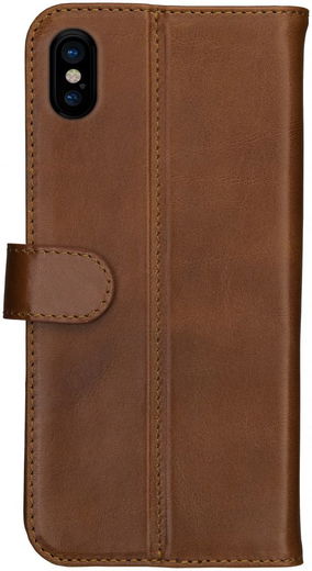 Rosso Deluxe Apple iPhone XS Max Hoesje Echt Leer Book Case Bruin afbeelding 12