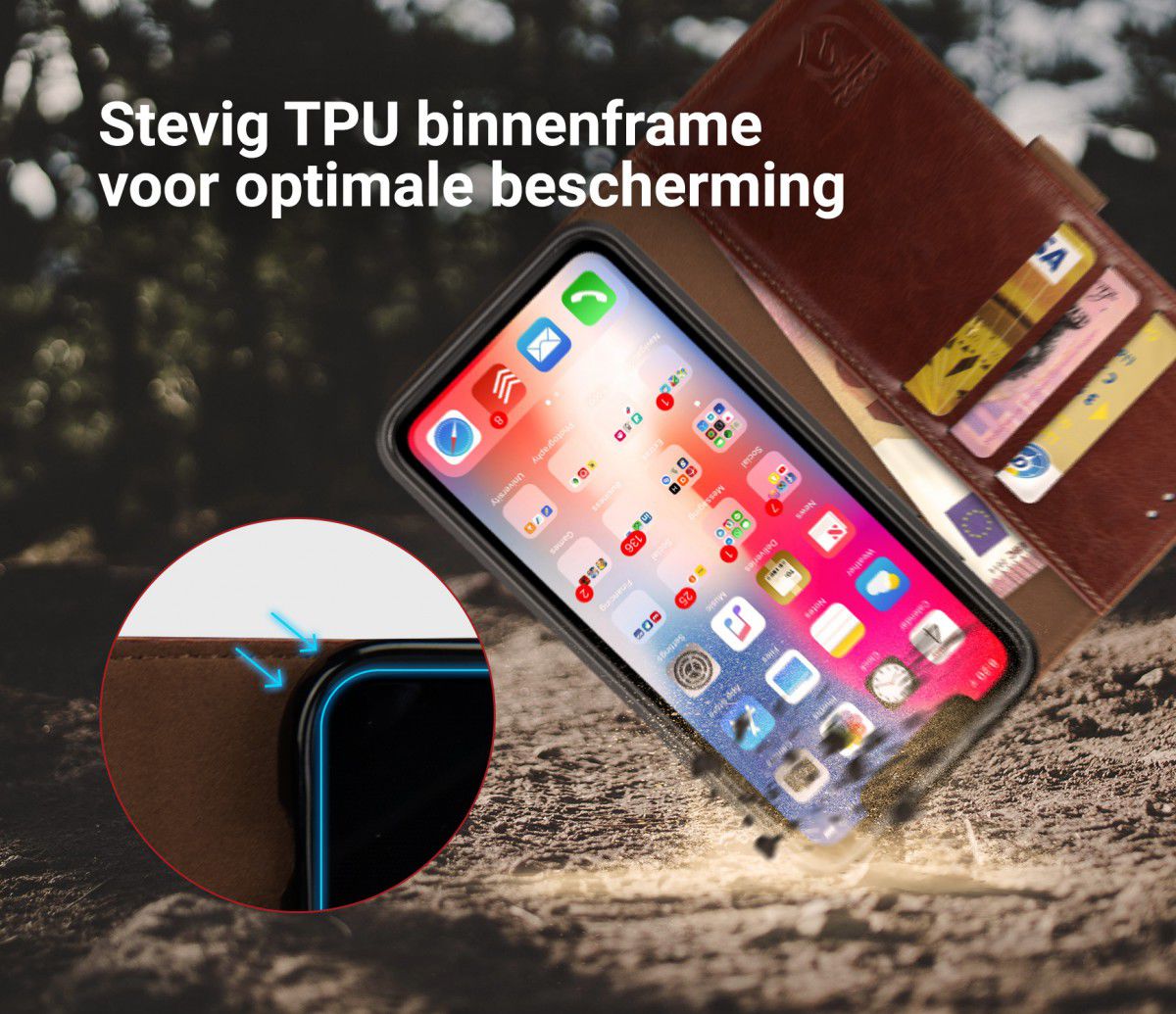 Rosso Element Apple iPhone XR Hoesje Book Cover Bruin afbeelding 6