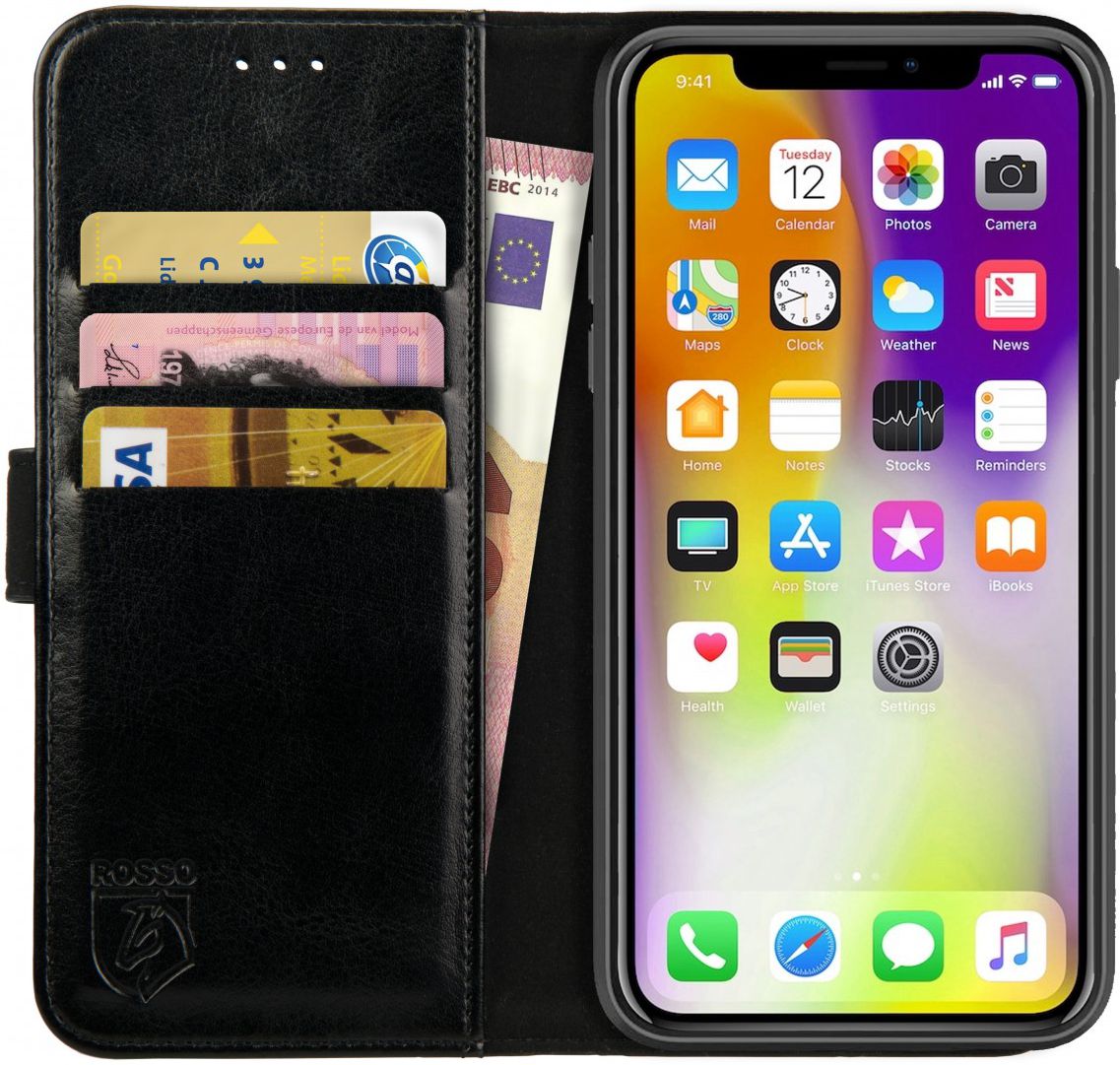 Rosso Element Apple iPhone XS Max Hoesje Book Cover Zwart afbeelding 1