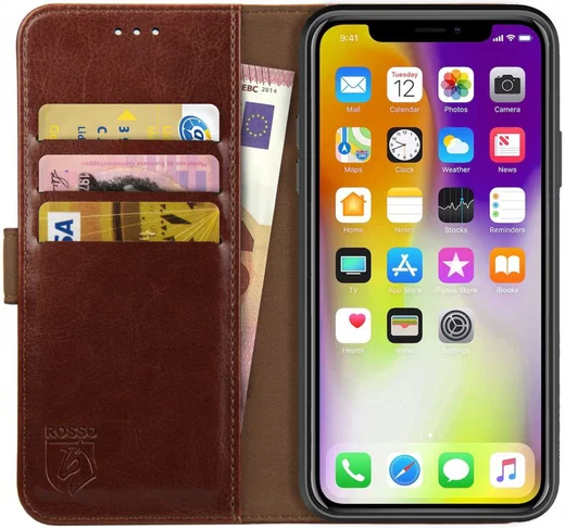 Rosso Element Apple iPhone XS Max Hoesje Book Cover Bruin afbeelding 1