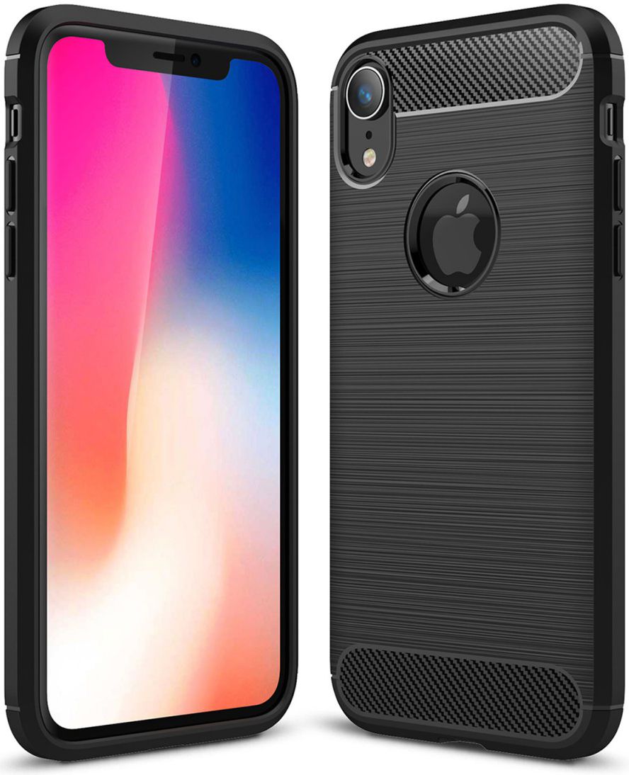 Apple iPhone XR Geborsteld TPU Hoesje Zwart afbeelding 1