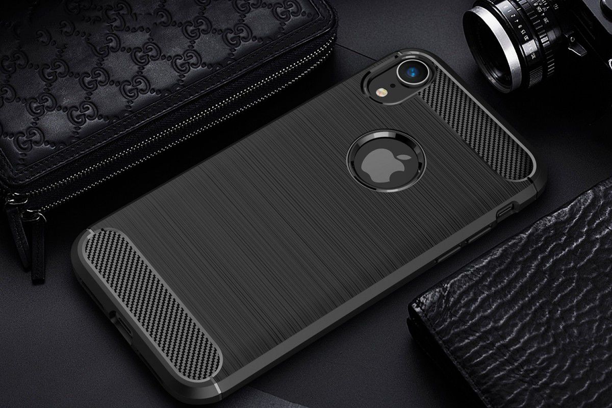 Apple iPhone XR Geborsteld TPU Hoesje Zwart afbeelding 2