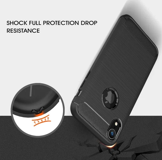 Apple iPhone XR Geborsteld TPU Hoesje Zwart afbeelding 4
