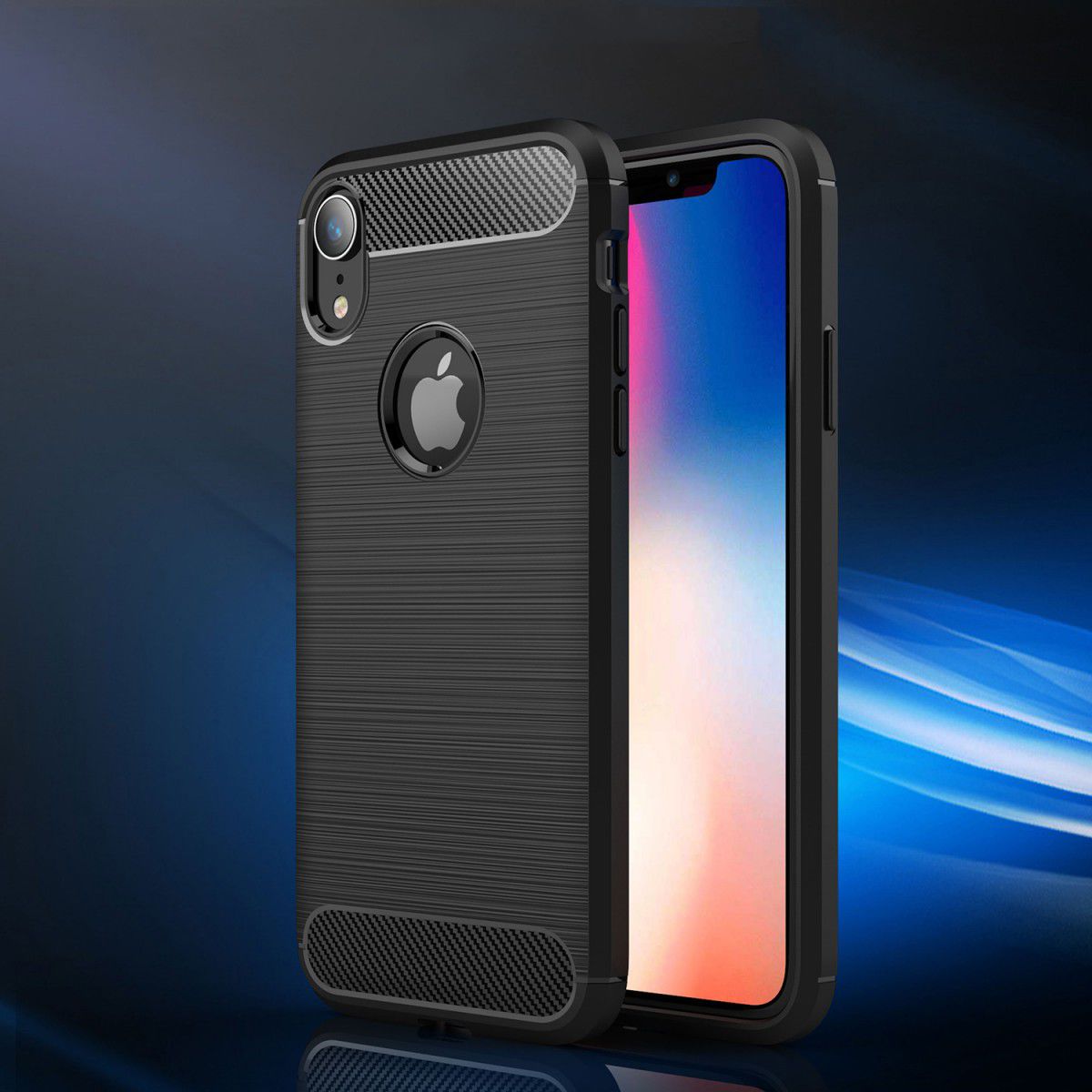 Apple iPhone XR Geborsteld TPU Hoesje Zwart afbeelding 6