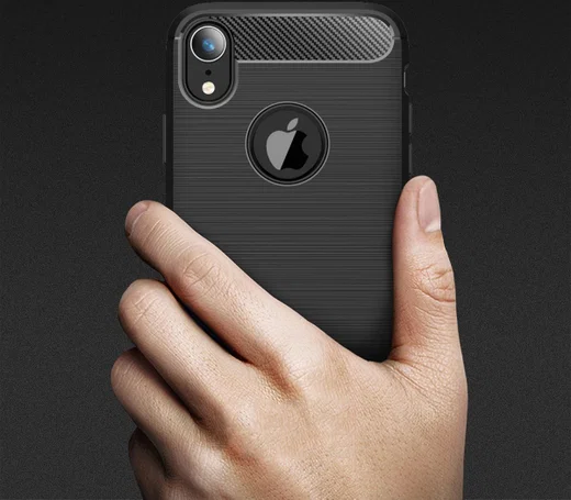 Apple iPhone XR Geborsteld TPU Hoesje Zwart afbeelding 7