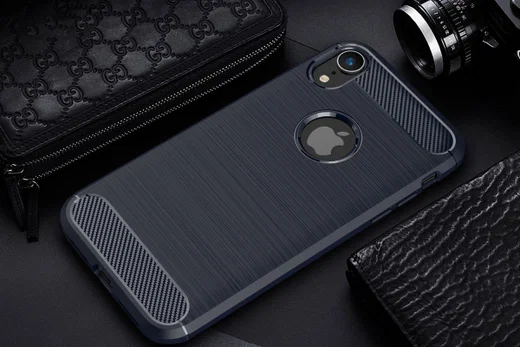 Apple iPhone XR Geborsteld TPU Hoesje Blauw afbeelding 2