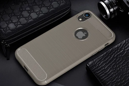 Apple iPhone XR Geborsteld TPU Hoesje Grijs afbeelding 2